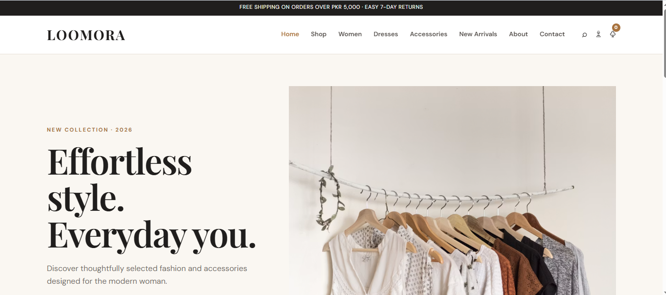 Loomora homepage preview