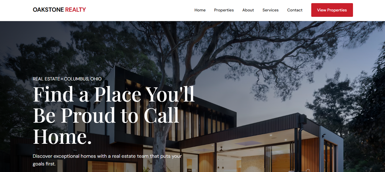 Oakstone Realty homepage preview